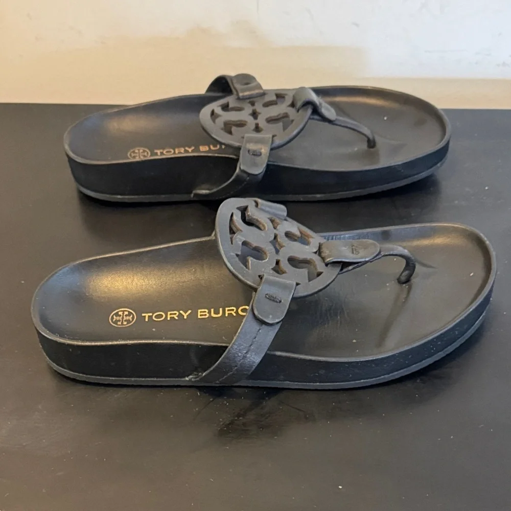 Tory Burch Black Slide Sandals, Like New